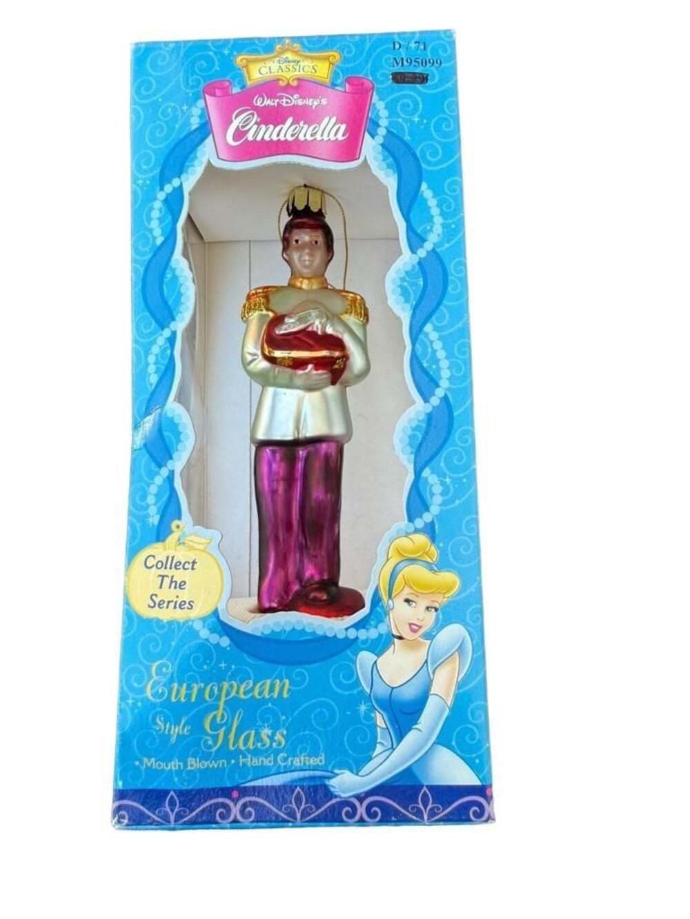 Walt Disney's Cinderella European Style Glass Christmas Ornament Santa's Best